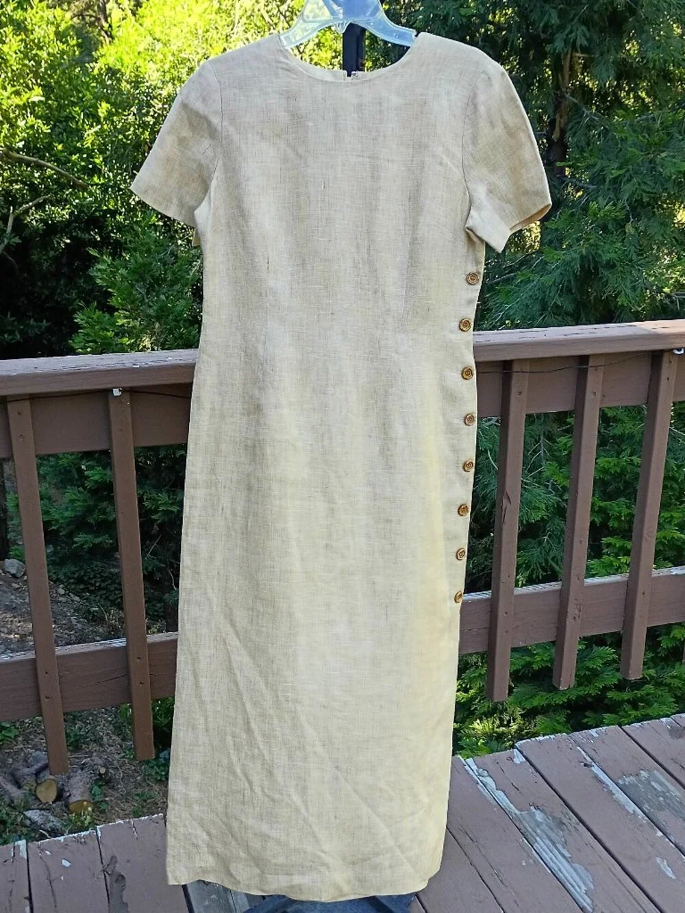 Talbots vintage wheat color linen lined maxi dress sz 6 - Picture 5 of 14